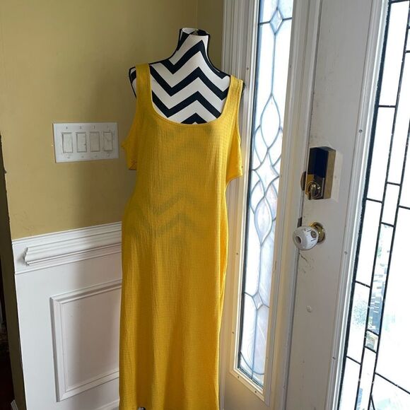 NWT SHEIN SXY Curve Yellow Rib stretchy cut out back sleeveless maxi dress SZ4XL - Picture 5 of 12